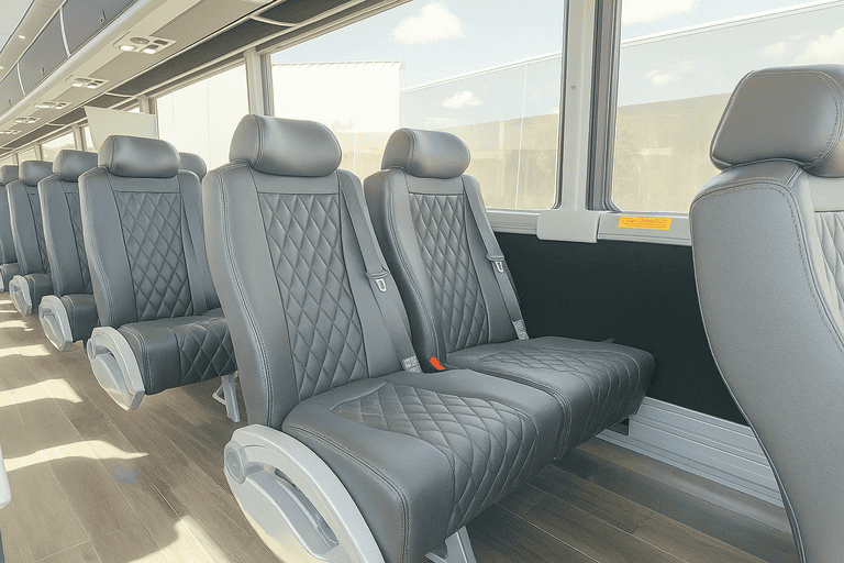 interior of Cincinnati Minibus Company charter bus