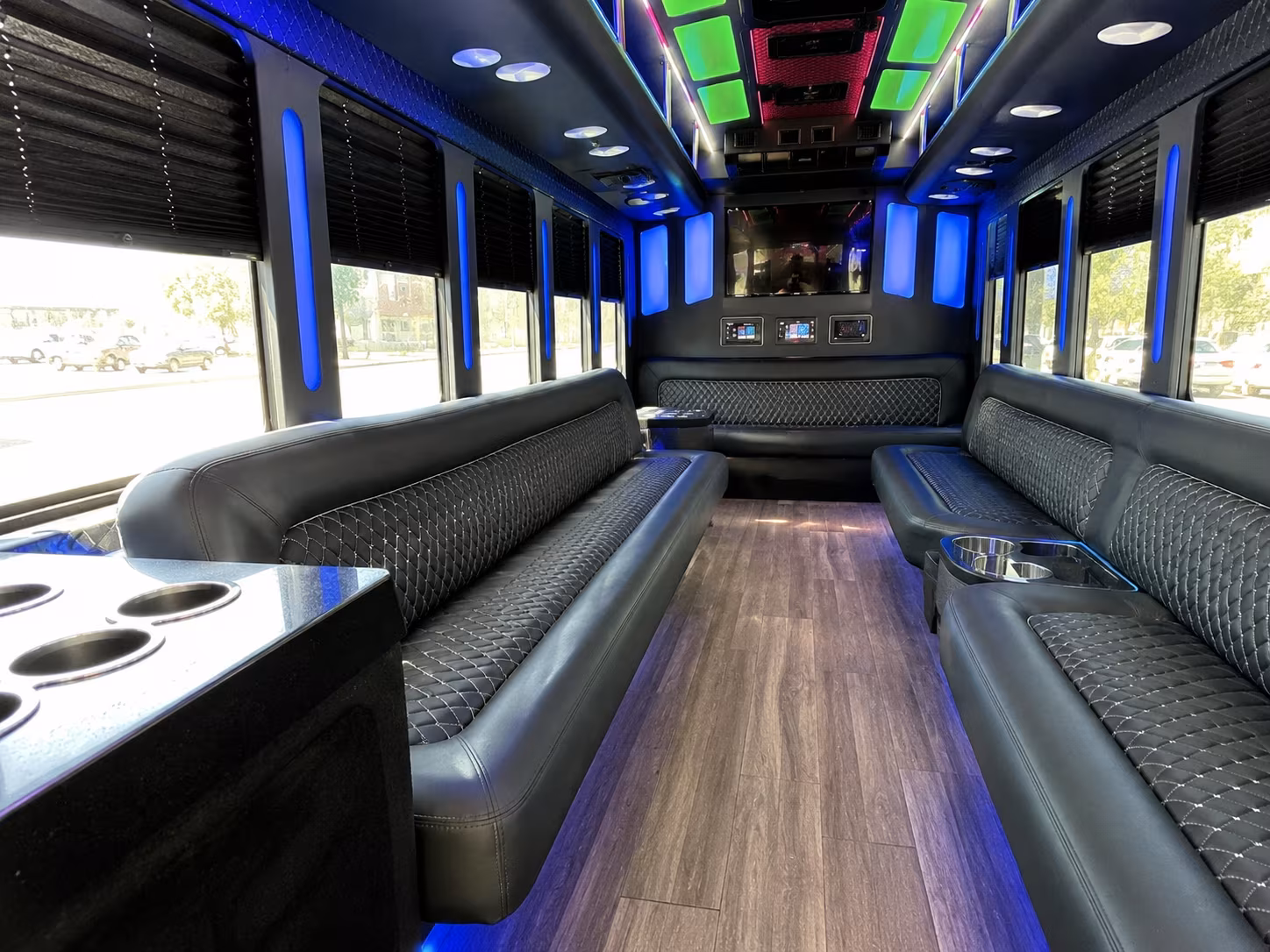 cincinnati 15 passenger party bus inside